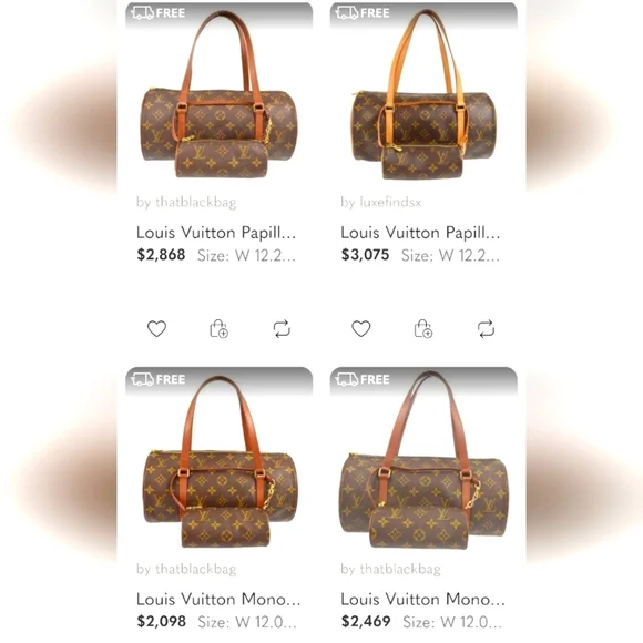Louis Vuitton PAPILLON 30 Handbag Pouch Monogrammed Canvas